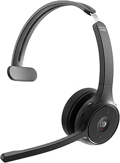 Cisco Headset 721, Wireless Single On-Ear Bluetooth Headphones, Webex Button, USB-A HD Bluetooth Adapter, Soft Case, Carbon Black, 2-Year Limited Liability Warranty (HS-WL-721-BUNA-C)