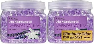 Clear Air Odor Eliminator Gel - 12 oz, Pack of 2 - Air Freshener Made with Essential Oils - Eliminates Odors in Bathrooms, Cars, Boats, RVs & Pet Areas - Lavender Vanilla Scent