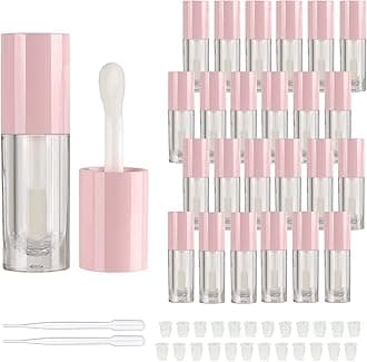 COSIDEA 14pcs Empty 6ml big doe foot wand Chunky lip gloss tubes for DIY lipgloss,Pink round lipgloss containers tubes with thick wand, Pink, 14 Count (Pack of 1), Pink, 14 Count (Pack of 1)