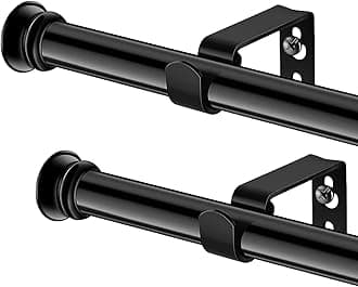 Curtain Rods 2 Pack 5/8 inch Black Curtain Rods for Windows 30 to 88 Inch with Brackets Easy to Install for Bedroom Living room Kitchen