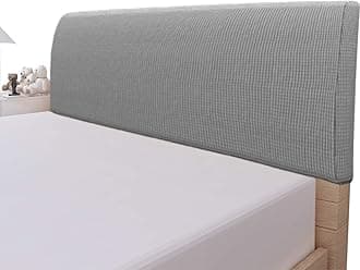 Easy-Going Stretch Bed Headboard Cover,Small Square Jacquard Headboard Slipcover, Dustproof Bed Head Cover for Bedroom (Queen,Light Gray)