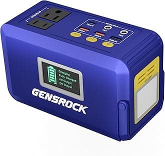 GENSROCK Portable Power Station, Camping Solar Generator, 88Wh Lithium Battery Power Bank with 110V/150W Peak AC Outlet,QC 3.0, Type-C, LED Flashlight for CPAP Home Camping Travel Emergency.