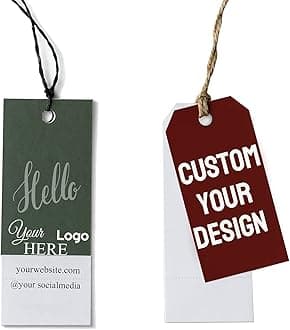 100 pcs Custom Hang Tags,Personalized Your Logo and Text Price Tags Jewelry Hang Tags Labels (2x3.5 inch)