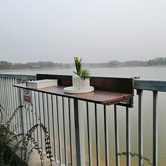 Portable Adjustable Folding Balcony Deck Table Hanging Patio Railing Dining Table Garden Patio Bar Counter Furniture