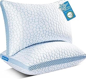 Enhanced Cooling Pillows for Sleeping, CertiPUR-US Shredded Memory Foam Pillows Standard Size Set of 2 for Hot Sleeper, Adjustable Pillow for Side, Back, Stomach Sleepers Support Yet Soft, Blue