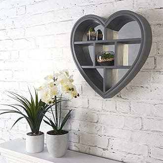 Heart Shaped Mirror with Shelf - Grey