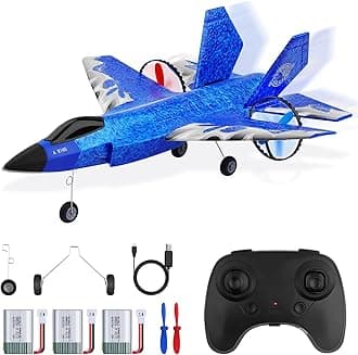 – RC Plane, F35/HW39 Remote Control Plane with 3 Batteries, 2.4GHz Remote Control Airplane Toys Easy to Fly for Kids Beginners Adults, USB Charging(Blue)