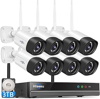 Wireless Security Camera System Outdoor, 3MP WiFi Camera for Home, 16CH WiFi-Pro 8 Cam-Kit, 2-Way Audio, Color Night Vision, IP66 Waterproof, 3TB Storage, 24/7 Recording, No Monthly Fees