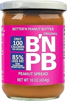 Original Low Fat Peanut Butter Spread by Better’n Peanut Butter, Creamy Low-Calorie Peanut Spread with No Saturated Fat, Gluten Free, Dairy Free, Non GMO, Kosher, 16 oz. Glass Jars