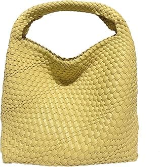 Women Vegan Leather Hand-Woven Tote Handbag Fashion Shoulder Top-handle Bag All-Match Underarm Bag with Purse
