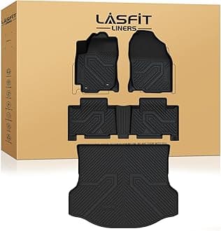 LASFIT Floor Mats&Trunk Mat for Toyota RAV4 2013-2018 (Not Fit Hybrid) All Weather TPE Custom Fit Floor Liner for Toyota RAV 4 LE/XLE/SE/Limited/Platinum/Adventure Front and Rear 2 Row Car Mats,Black
