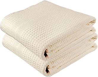 Gilden Tree Large 2 Pc Bath Sheet 100% Natural Cotton Waffle Weave – Generous Size Lightweight Ultra Absorbent Quick Drying Fade Resistant (Cream)