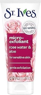 St. Ives Gentle Smoothing Face Scrub Our Gentlest Scrub Yet Rose Water and Aloe Vera Made with 100 percent Natural Exfoliants, Paraben Free, Oil-Free, Dermatologist Tested 6 oz