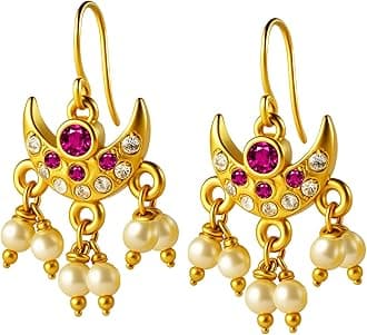 Fashions Half Moon Or Peacock Shape Maharashtrian Traditional Press on Bugadi Upper Ear Clip on Earrings For Women & Girls