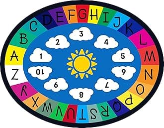 Genki - Kids Rugs for Playroom - ABC Learning Area Rug for Play Room, Classroom, Kindergarten, and Preschool - Kid Alphabet Educational Carpet for Childrens and Toddler Mat - Non Slip | 5'x6'6"