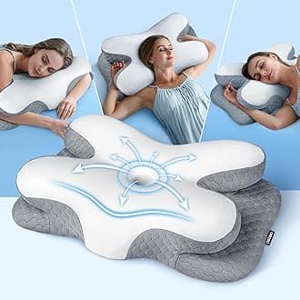 Osteo Enjoy Pain Relief Sleeping Cervical Neck Pillow, Ergonomic Contour Zoned Fits Side Sleeper, Non-Temperature Affected Memory Foam Pillows, Q-max Cooling Pillow Support Back Stomach Sleepers