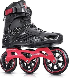 Inline Skates, 3 Wheel Roller Skates Blades For Men Women, High Performance Fitness Inline Speed Racing Skates For Adult And Unisex (Black & Red)
