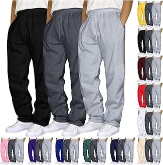 Mens 3 Pack Sweatpants Baggy Running Sports Pants Loose Casual Trousers Elastic Waist Drawstring Jogger Sweatpants