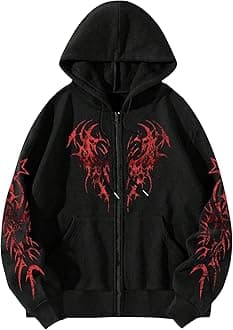 Men's Zip Up Graphic Hoodie Long Sleeve Drawstring Thermal Jacket Sweatshirt