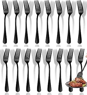 Black Silverware Forks,Set of 12 Top Food Grade Stainless Steel Forks Silverw...