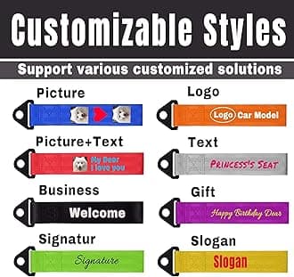 Personalize Tow Strap, Custom Car Decorative Trailer Tow Strap, Car Modification Sports Trailer Belt, Rope Hook Fit for Decorative