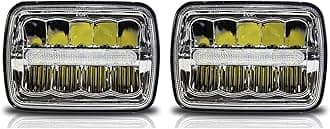 5x7 LED Headlights 7x6 Headlamps Osram Chip Angel Eye DRL Sealed Beam Replacement for H6054 6054 Jeep Wrangler YJ Cherokee XJ Chevy Express Astro Van Blazer S10 Toyota 4Runner Ford Ranger DOT 2PCS