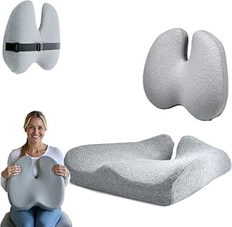 Nordic Comforts Seat & Lumbar Cushion, Nordic Comforts Seat Cushion, Nordicscomforts Orthopedic Lumbar Cushion, for Office & Travel – Hip & Sciatic Comforts, Long-Lasting (Gray Sets)