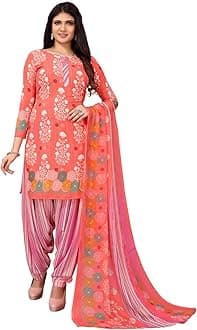 Readymade Indian Punjabi Style Crepe Patiala Salwar Suit with Dupatta for Women