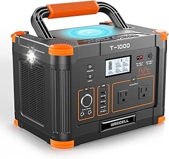 Portable Power Station 1000W, GRECELL 999Wh Solar Powered Generator with 110V AC Outlet, PD 60W Fast Charging Backup Lithium Battery Pack Power Supply for Outdoor Home Camping Travel Emergency RV Van