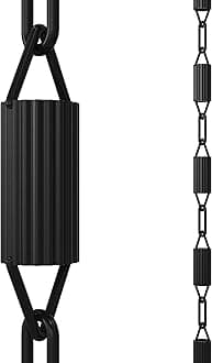 Rain Chains Direct Manicotti Rain Chain, 8.5 Feet Length, Aluminum, Black Powder Coated, Functional and Decorative Replacement for Gutter Downspouts