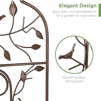 Best Choice Products Set of Two 60x15-inch Iron Arched Garden Trellis w/Branches, Birds for Lawn, Garden, Backyard, Climbing Plants