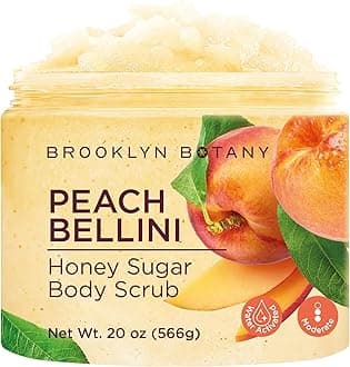 Brooklyn BotanyPeach Bellini Honey Sugar Scrub for Body 20 oz – Deeply Hydrating and Gently Exfoliating Body Scrub for Women and Men – Moisturizing and Nourishing the Skin