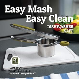 PriorityChef Large 15oz Potato Ricer With 3 Discs, Heavy Duty Stainless Steel Potato Ricer for Mashed Potatoes, Potato Masher, Press and Ricer Kitchen Tool, Olive Green