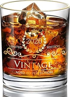 2020 Independence Day Gift for Men/Dad/Son, Vintage Unfading 24K Gold Hand Crafted Old Fashioned Whiskey Gl, Perfect for Retirement Gift and Home Use - 10 oz Bourbon Scotch