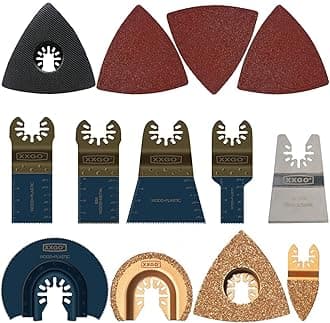 XXGO 25 Pcs Oscillating Tool Accessory Kits Compatible with Bosch Chicago Craftsman Dremel Fein Harbor Freight Makita Milwaukee Porter Cable Ridgid Ryobi Rockwell More