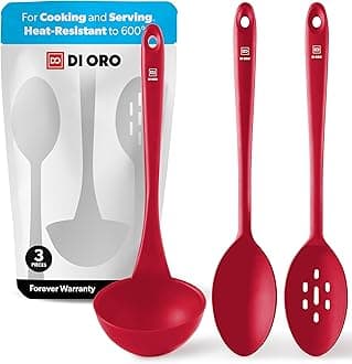 DI ORO Seamless Series 3-Piece Spoon/Ladle Set (RED)