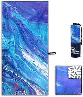 OCOOPA Microfiber Beach Towel Fast Drying, Extra Large 71" x 32" Sand Free Beach Towel Super Lightweight Towels for Swimming Pool, Camping, Picnic, Yoga Gym Sports(X-Large, Blue Quicksand)