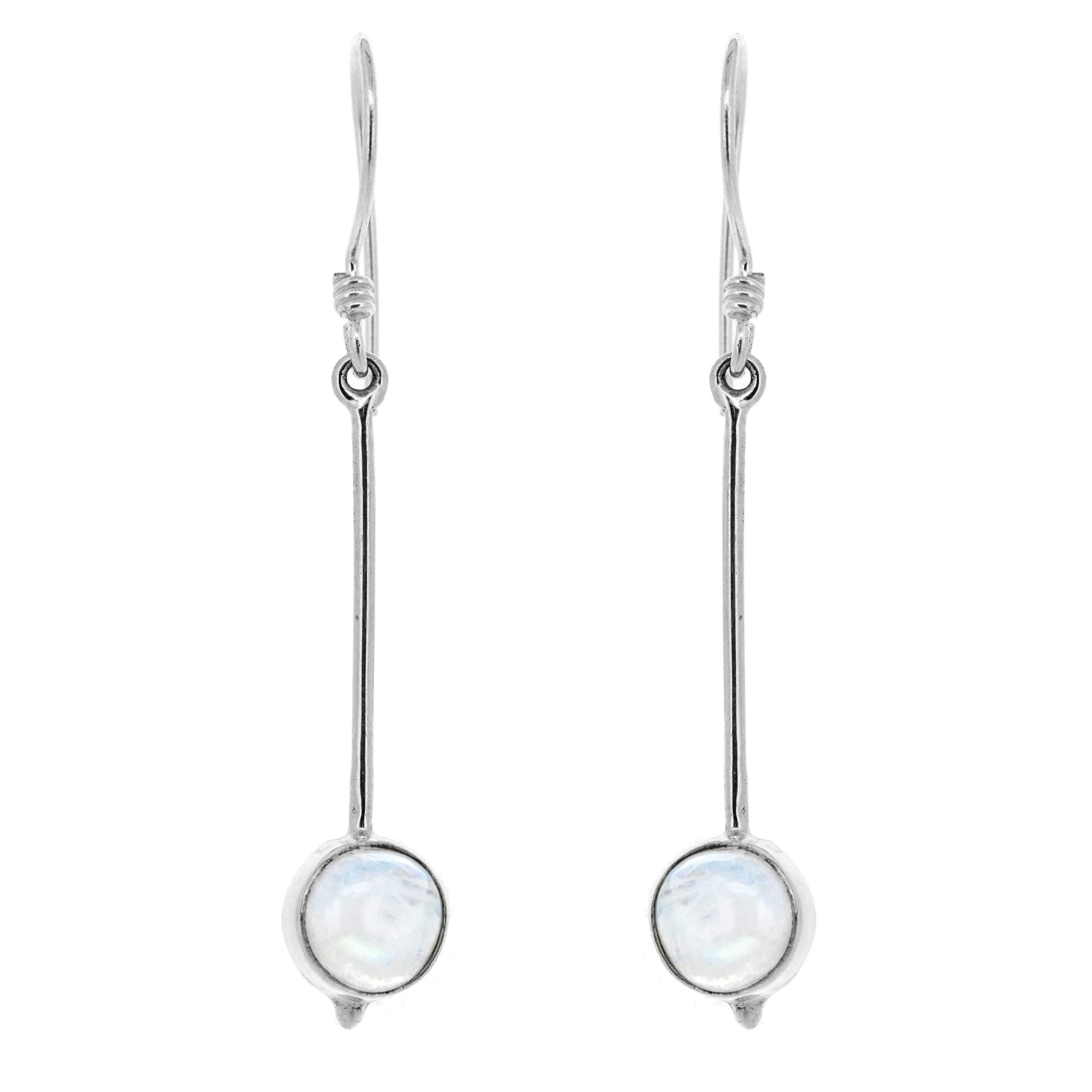 Long Drop Earrings with round Moonstone