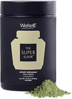 - The Super Elixir, Daily Greens Powder with Probiotics, Superfoods & Whole Foods, Unflavored Drink Mix for Gut Health, Immunity, Energy, Skin & Hair, 10.5oz Jar