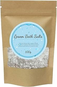 100% Pure Epsom Salts | Magnesium Sulphate Bath Salt | 100g Pack by PSN | Ideal for Relieving Sore Muscles | Reduces Inflammation