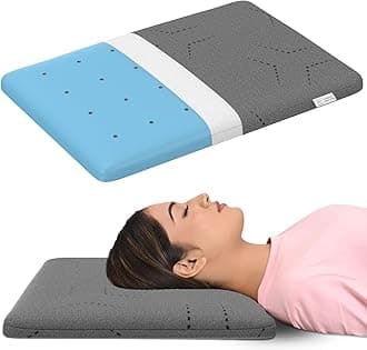 - Ventilated Cool Gel Memory Foam Pillow Ultra-Thin Size - 2.5 Inch High, |2 Years Warranty | with Grey Colour Removable Washable Pillow Cover - Pack of 1