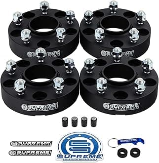 Supreme Suspensions - 4pc Set [Black] 2" Hub Centric Wheel Spacers for Jeep Wrangler JK, Commander, Grand Cherokee WJ WK [BP: 5x5 / CB: 71.5mm / Studs: 1/2" x20] - 4 Tire Valve Caps Included