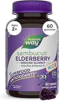 Sambucus Elderberry 60 Gummies for Kids | Immune System Support | Supplement with Vitamin C and Zinc | Gluten Free & Vegetarian