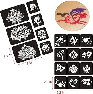 16 Sheets Henna Temporary Tattoo Stencils Kit,72 PCS Animal Flower Patterns Henna for Face Paint Body Art Stencils for Girls and Women Arabian Realistic Tattoo Stickers