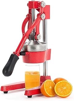 Manual Citrus Juicer, Professional Orange and Lemon Juice Maker, Easy to Clean, Red