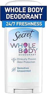 Whole Body Deodorant Stick for Women, Unscented, Aluminum Free Deoderant Stick, 72 HR Odor Protection, 2.4 oz