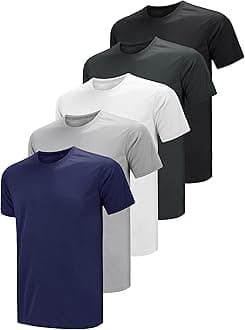 Men T Shirt Multipack Gym 5pack Workout Short Sleeve Super Soft Plain Athletic, Multicolor Set 3, 4XL