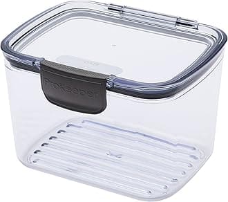 Progressive Prokeeper + Deli Storage Set: Air-Tight Silicone Sealed Containers w Grooved Bottom, Dry Erase Lid, BPA-Free, Stackable, Keeps Meats & Cheeses Fresh Longer, PKS-706C Tall Deli 1.65L