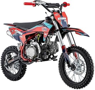 X-PRO Storm 125cc Zongshen Brand Engine Dirt Bike with 4-Speed Semi-Automatic Transmission, Kick Start, Big 14"/12" Tires! (Red)