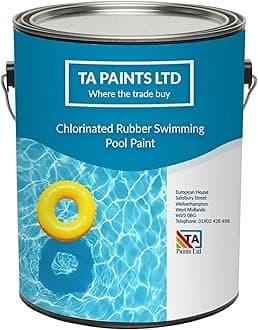T A Paints Ltd Swimming Pool Paint Waterproof Rubber Pool High Chemical Protection Gloss Pool & Pond Chlorinated Rubber Coating (5 Litres, BS 20 E 51 Cornflower Blue)